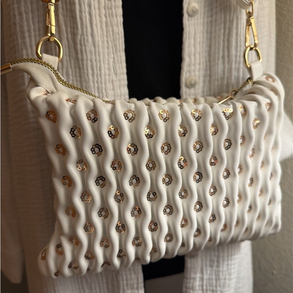 Elegant White and Gold Women's Bag
